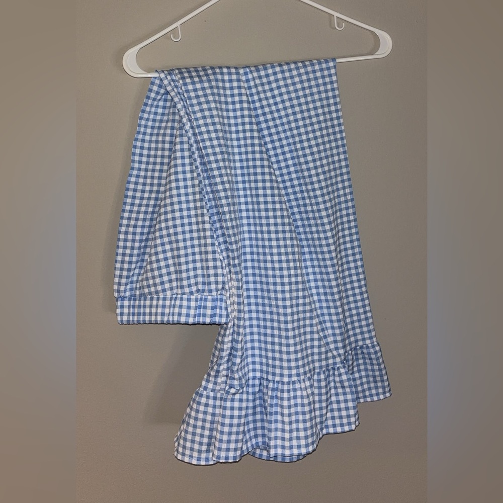 SHEIN Blue Gingham Wide Leg Pants